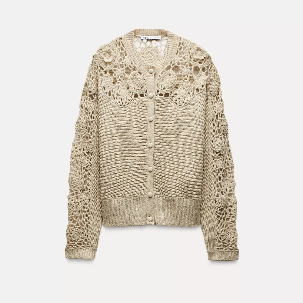 Zara Cream Crochet Women's Cardigan